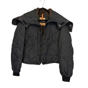 Parajumpers Down Jacket Mens M Black Fur Trim Quilted Winter Coat Gorp Outdoor